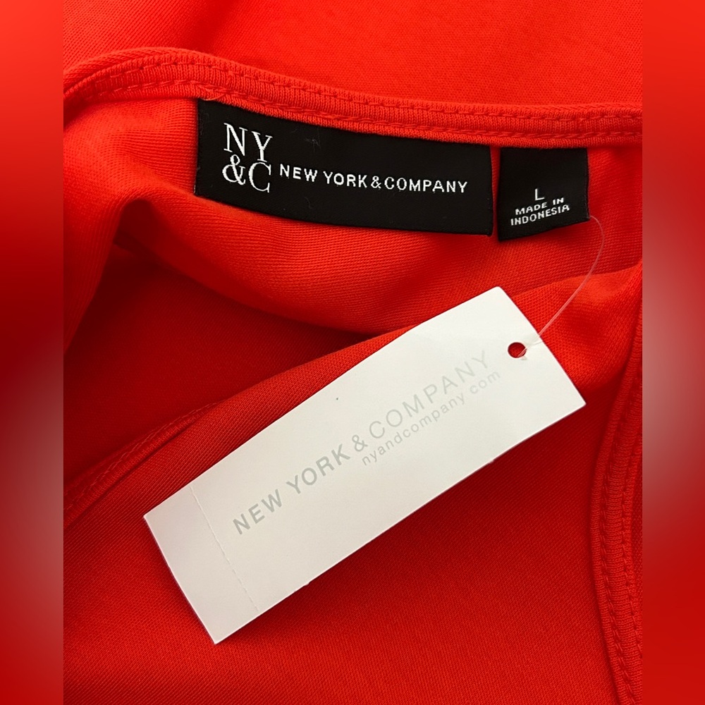 New York & Co Women’s Red Dress Open Back Cotton Knit Sleeveless NWT Size L - Picture 4 of 8
